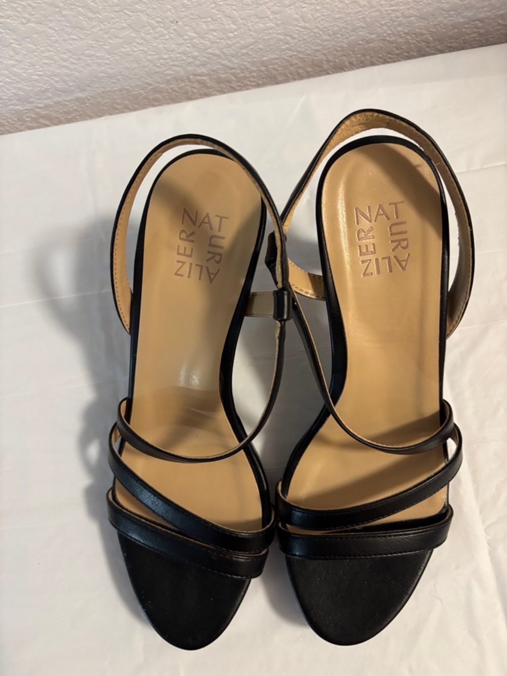 Naturalizer Black Strappy Slingback Heels